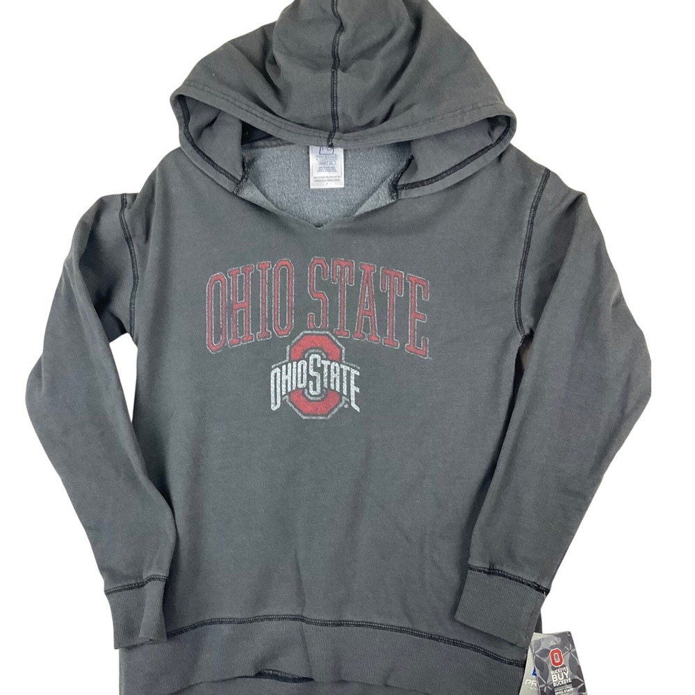 ProEdge Ohio State‎ Buckeyes Charcoal Gray V-Neck Pullover Hoodie Womens Small